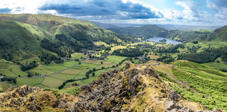 View of Grasmere lake Helm crag, England