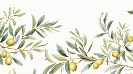 Fototapeta na wymiar Olive branches leaves and fruits