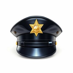 Police Hat with Gold Cockade. Generative ai