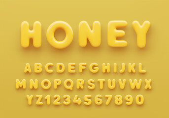 3D Yellow alphabet with numbers on a yellow background.