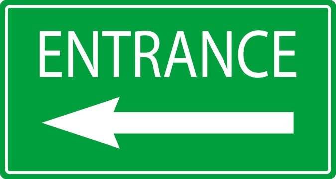 Green Entrance Arrow Sign Board Sticker Vector Illustration