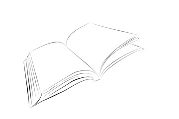 simple vector hand draw sketch open book, isolated on white
