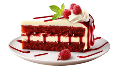 Tempting Treat Sliced Red Velvet Cake on Isolated Background. AI
