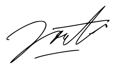 Abstract Signature Idea Starting Letter J for Document. Vector with Transparent Background