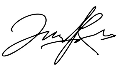 Abstract signature style with letter J for documents. Vector with transparent background.