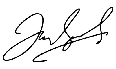 Abstract signature style with letter J for documents. Vector with transparent background.