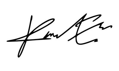 Abstract signature style with letter R for documents