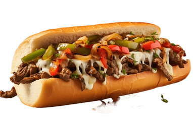 Culinary Classic Cheesesteak on Isolated Background. AI