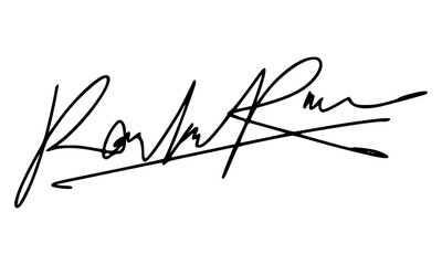 Abstract signature style with letter R for documents