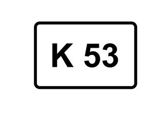 Illustration eines Kreisstraßenschildes der K 53 in Deutschland	