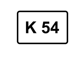 Illustration eines Kreisstraßenschildes der K 54 in Deutschland	