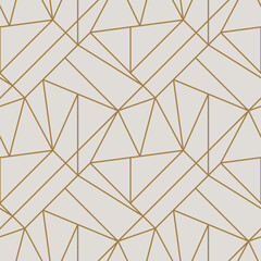 Vintage Art Deco Seamless Pattern. Line art geometric gold shapes. Modern ornaments vector illustration. Gatsby retro elegant background for fabric, wallpaper