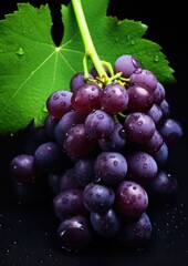 Fototapeta premium Fresh ripe grape, healthy bio fruit food gardening concept. Generative Ai