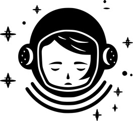 Space - Black and White Isolated Icon - Vector illustration