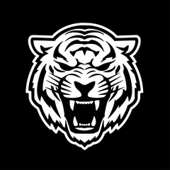 Tiger - Black and White Isolated Icon - Vector illustration