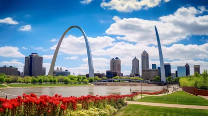 Poster Saint Louis arch Missouri USA cloudy spring day © Hassan