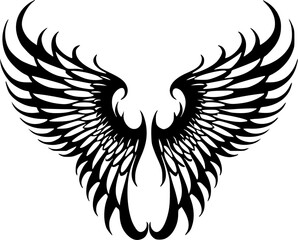 Angel Wings - Black and White Isolated Icon - Vector illustration