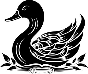 Duck - Black and White Isolated Icon - Vector illustration