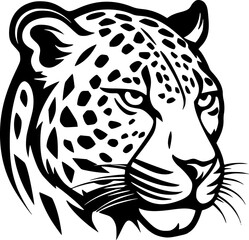 Leopard - Black and White Isolated Icon - Vector illustration