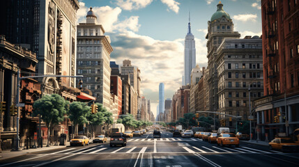 Street in new york city view beautiful - obrazy, fototapety, plakaty