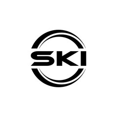 SKI letter logo design with white background in illustrator, vector logo modern alphabet font overlap style. calligraphy designs for logo, Poster, Invitation, etc.