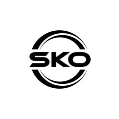 SKO letter logo design with white background in illustrator, vector logo modern alphabet font overlap style. calligraphy designs for logo, Poster, Invitation, etc. - obrazy, fototapety, plakaty