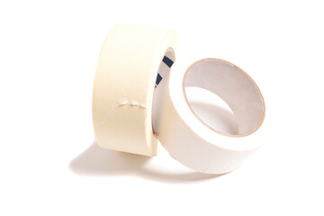 Adhesive paper tape isolated on white background