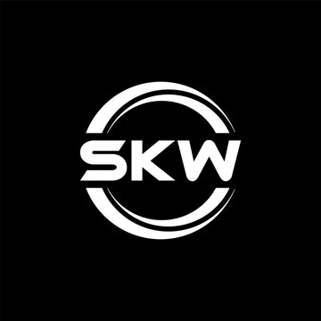 SKW letter logo design with black background in illustrator, vector logo modern alphabet font overlap style. calligraphy designs for logo, Poster, Invitation, etc.