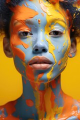 Fashion creative African woman portrait. Spotted makeup.