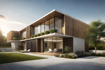 modern house with garden generated by AI