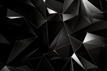 Abstract geometric background, polygon shaped, black and white, silver, Generative AI
