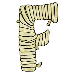 (Uppercase) F Halloween mummy font for decor