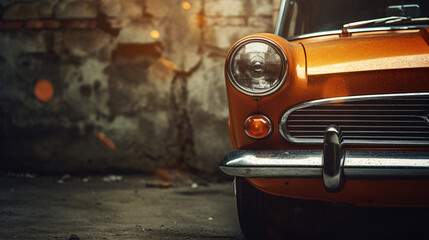 The headlight of the old beautiful car on the background - obrazy, fototapety, plakaty