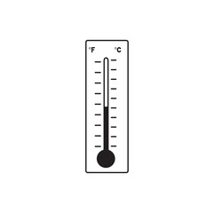 Linear icon of thermometer. Temperature Related Vector Line Icons. Contains such Icons as Thermometer, Pyrometer, Body Temperature Check and more. Linear icon of thermometer.