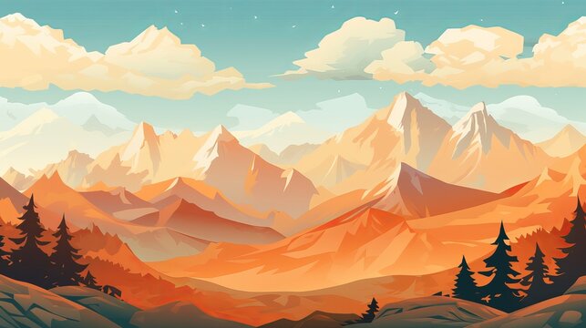 Mountain image. Cute rocky peaks in flat style