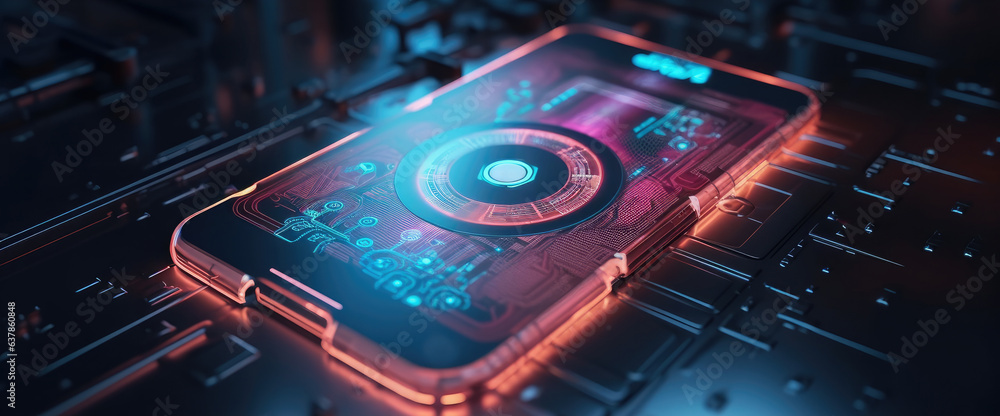 Aufkleber digital identity and cybersecurity on digital storage or wallet concept.