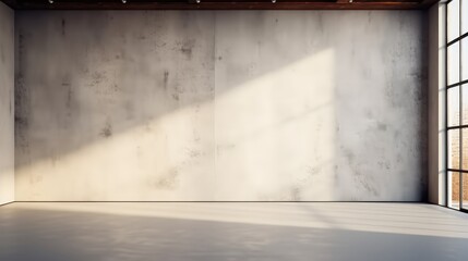 Empty room interior with concrete walls with light from window.