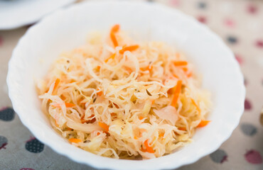 Delicious sauerkraut in Minsk on the table