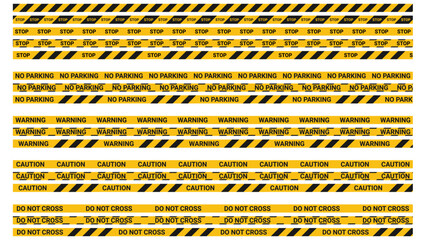 Warning tapes set for construction and crime. Vector illustration 