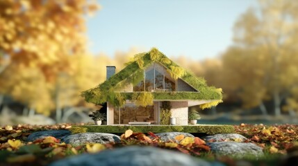 House with moss on nature background, Nature concept.