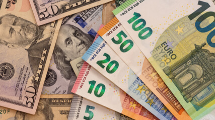 Images of banknotes of various countries. euro and us dollar photos.