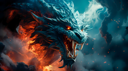 A celestial dragon spiraling through the heavens