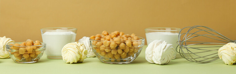 Aquafaba, concept of vegan food and cuisine