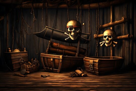 Pirates themed background - Pirates backgrounds series - Pirates theme background wallpaper 3d render