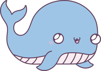 Fototapeta na wymiar Kawaii Whale, Cute Marine Animal Illustration 