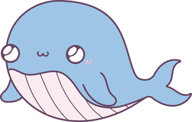 Fototapeta na wymiar Whale Illustration, Cute Ocean Animal Illustration 