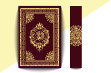 The holy quran book cover design templet.Islamic Arabic book. Arabesque. The Koran. Quran Text logo template. vector illustration.