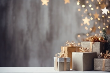 christmas gift box on wooden background