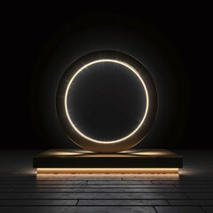 black round mockup background with rim of light