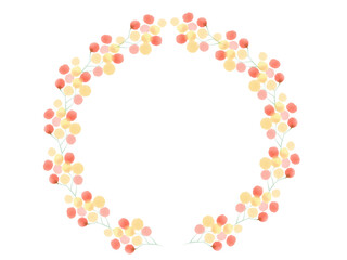 木の実　リース　秋　水彩